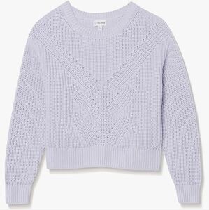 Dusty Purple Cable Knit Front Cropped Sweater - S